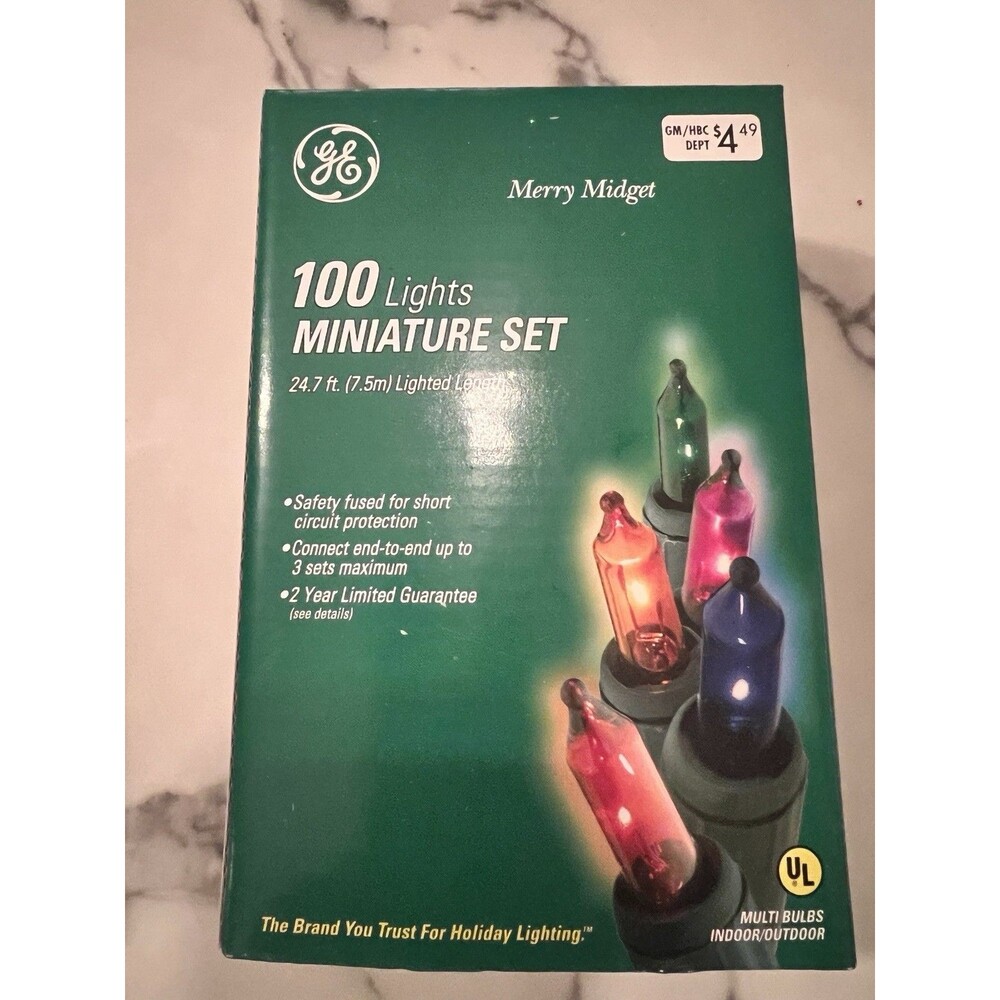 GE 100 Miniature String Lights Multi Color ~ Light Set 24.7' Feet Merry Midget